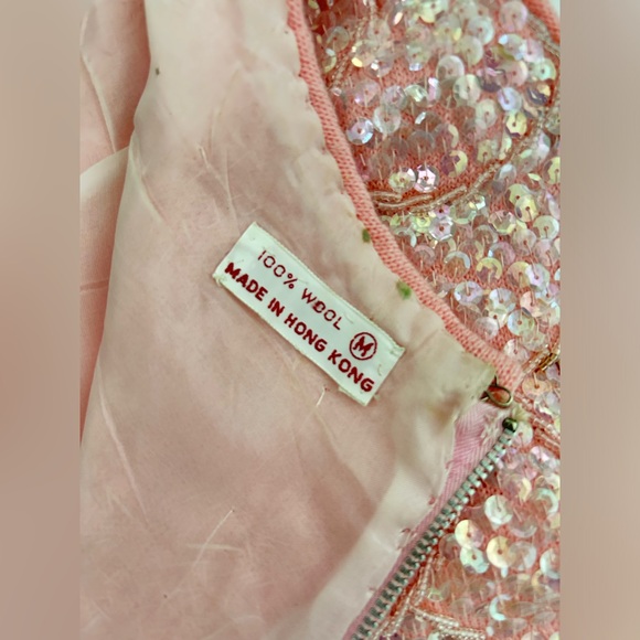 Vintage Sequin Pink Hand Beaded Top - Size Medium - Picture 4 of 5